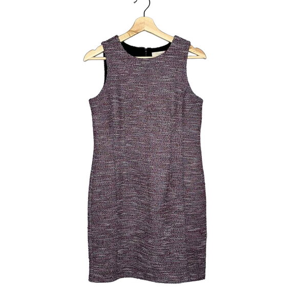 Loft Tweed Sleeveless Mini Dress Purple/Burgundy Women's Size 6p Professional - Picture 1 of 8